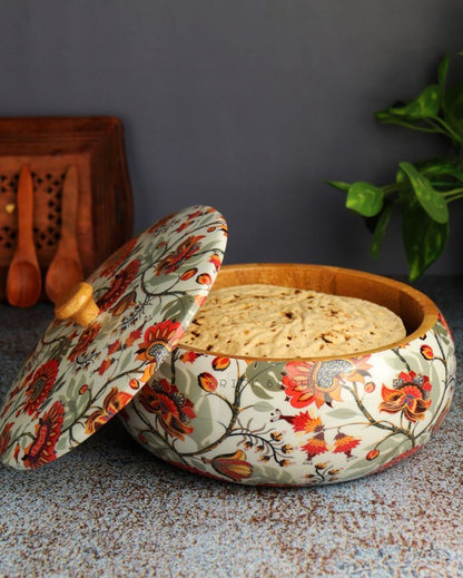 Marigold Wooden Roti Box | 1.6 L | 9 x 9 x 4 inches