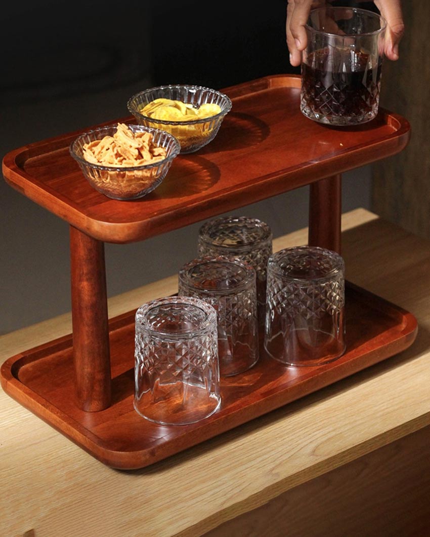 Twin Tier Wooden Organizer | 16 x 9 x 10 inches