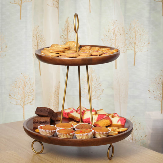 Twin Tier Wooden Metal Cake Stand Title