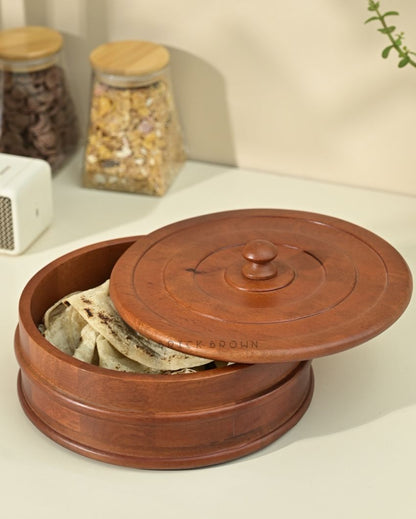 Vintage Wooden Roti Box | 2 L | 9 x 9 x 5 inches