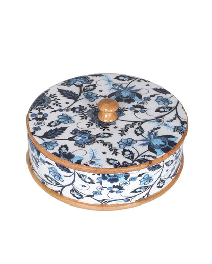 Floral Wooden Masala Box | 700 ML | 8 x 8 x 4 inches