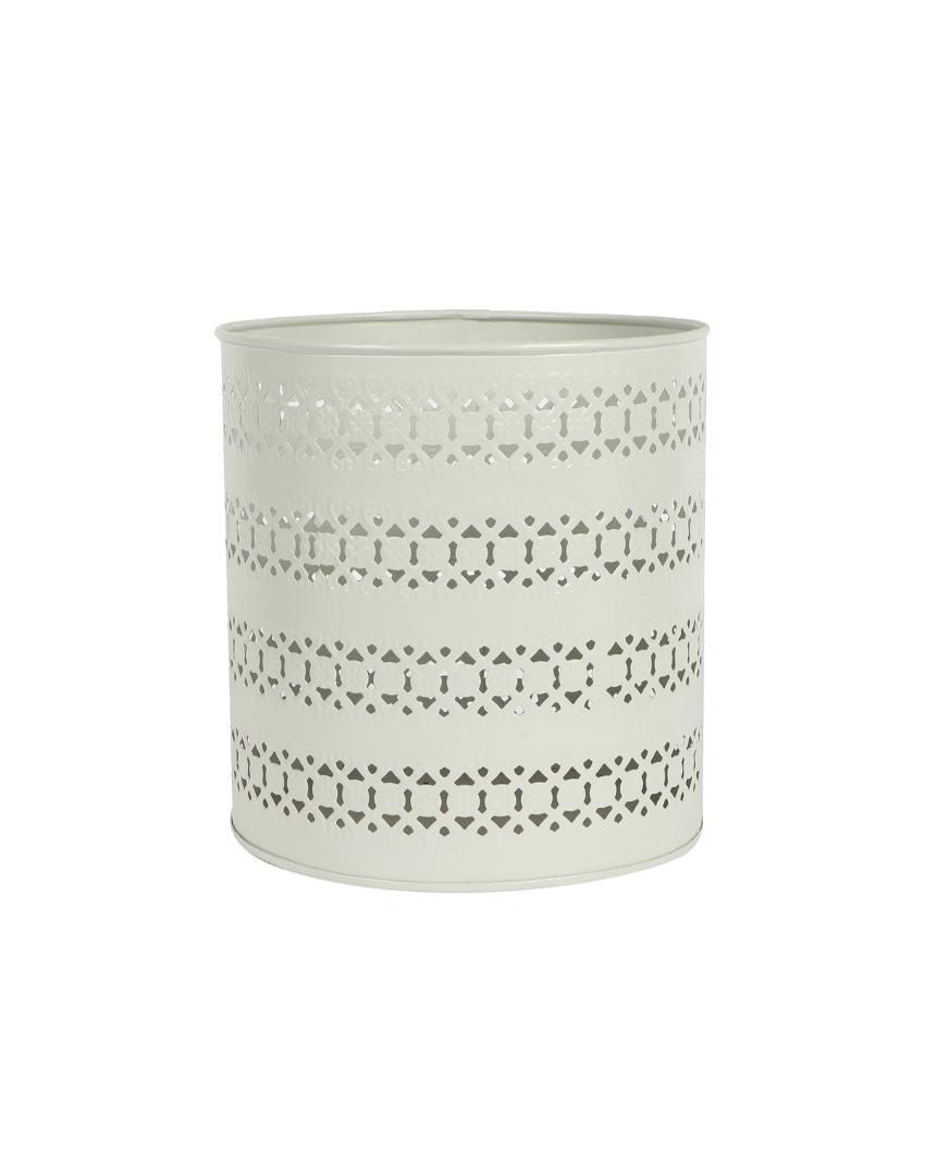 Ivory Mint Metal Wastebasket | 8 x 9 inches