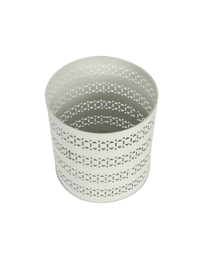 Ivory Mint Metal Wastebasket | 8 x 9 inches