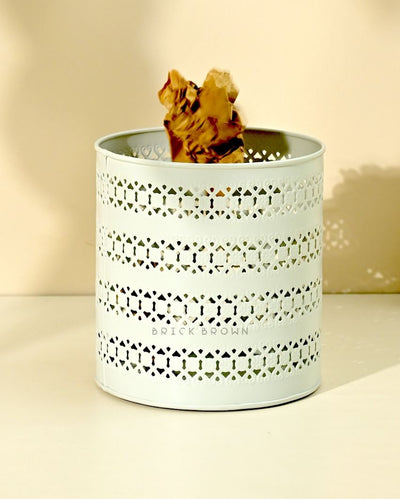 Ivory Mint Metal Wastebasket | 8 x 9 inches