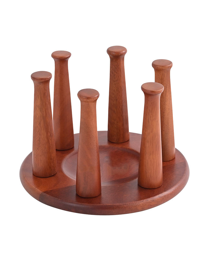 Hexa Wooden Glass Stand Holder | 9 x 6 inches