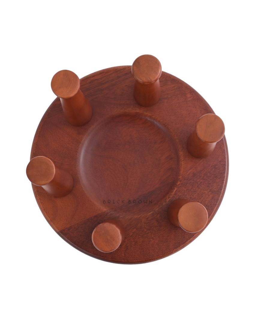 Hexa Wooden Glass Stand Holder | 9 x 6 inches