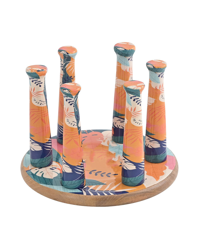 Tropical Wooden Glass Stand Holder | 9 x 6 inches