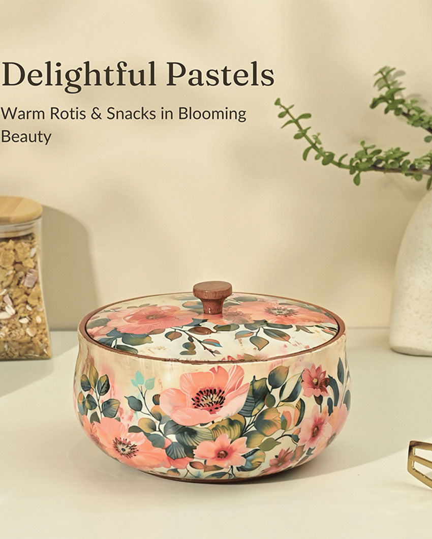 Wooden Pastel Flora Roti Box | 8.5 x 5.5 inches