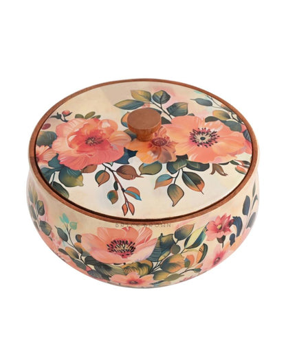 Wooden Pastel Flora Roti Box | 8.5 x 5.5 inches