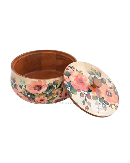 Wooden Pastel Flora Roti Box | 8.5 x 5.5 inches