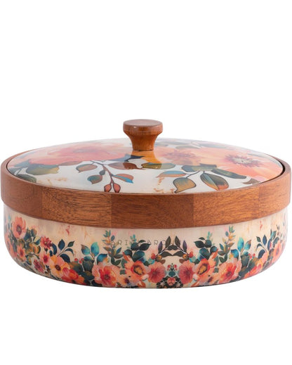 Pastel Flora Wooden Masala Box | 8.3 x 4.2 inches