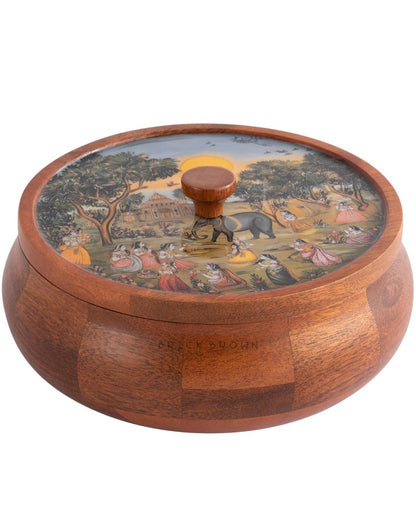 Saga Wooden Masala Box | 8.5 x 4.2 inches