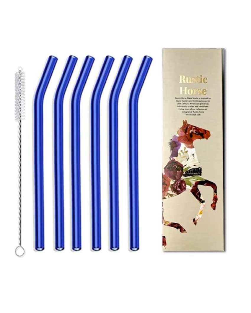 Reusable Glass 6 Straws With Brush