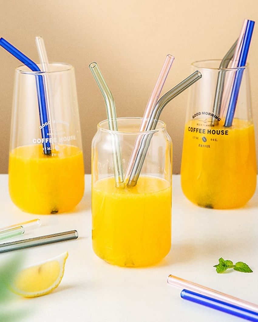 Reusable Glass 6 Straws With Brush