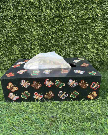 Black Butterfly Tissue Box | 9 x 4 x 4 inches