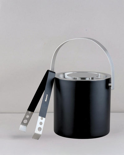 Essential Black & Silver Stainless Steel Ice Bucket and Ice Tong Combo | Pack of 2 | 8 x 12 inches | 1.5L