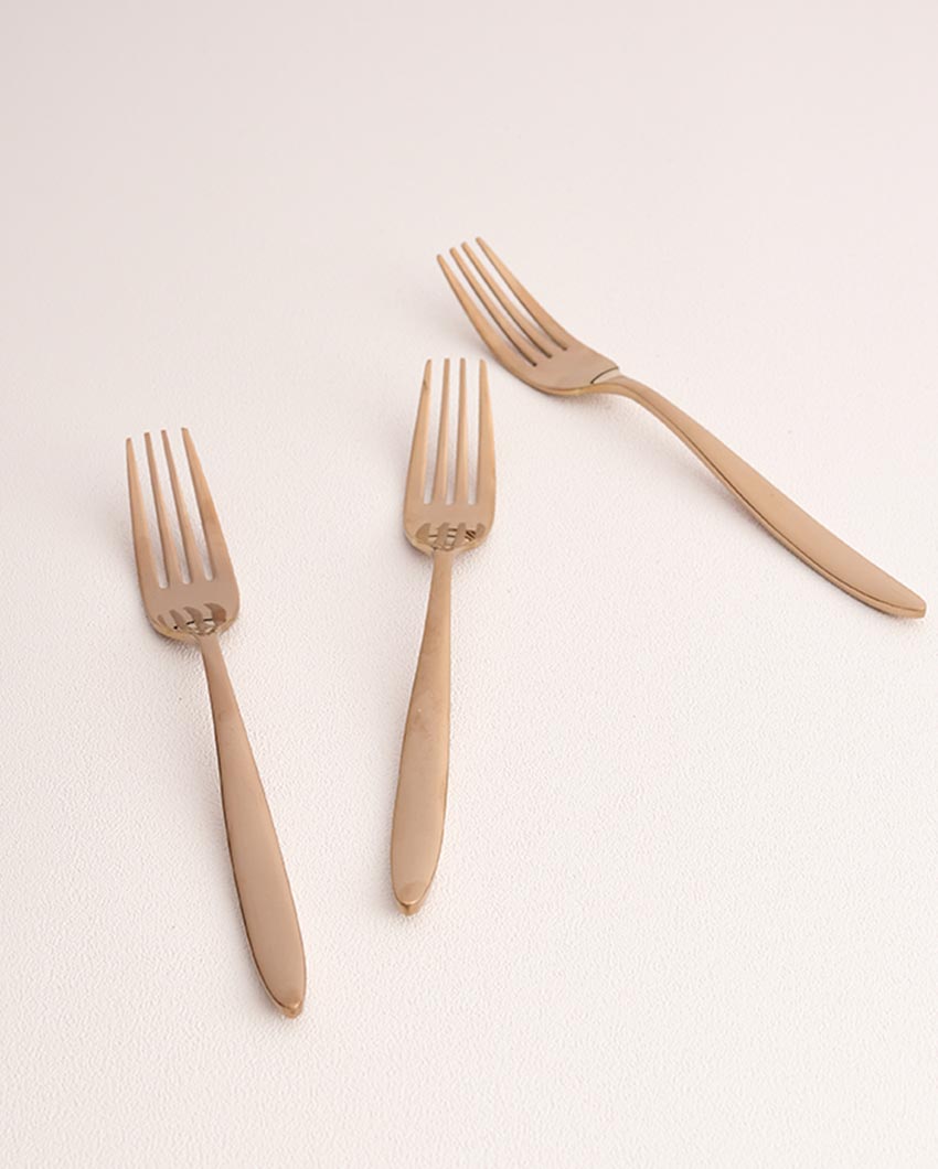 Luxurious & Ergonomic Effortless Handling Stainless Steel Rose Gold Fork | Set of 6 | 6 inches