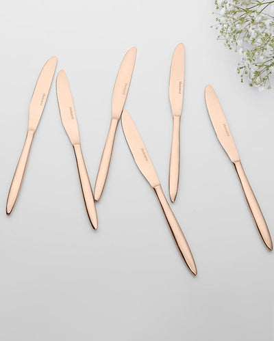 Chic & Precision Crafted Seamless Cutting Stainless Steel Rose Gold Knife | Set of 6 | 6 inches