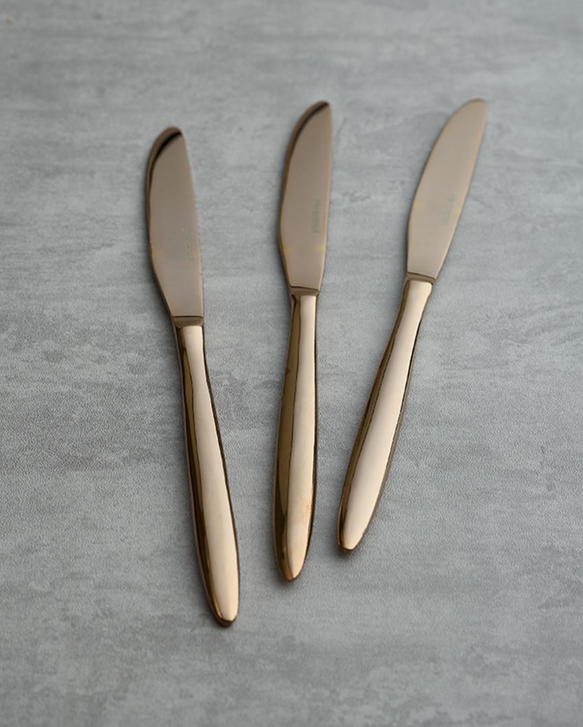 Chic & Precision Crafted Seamless Cutting Stainless Steel Rose Gold Knife | Set of 6 | 6 inches