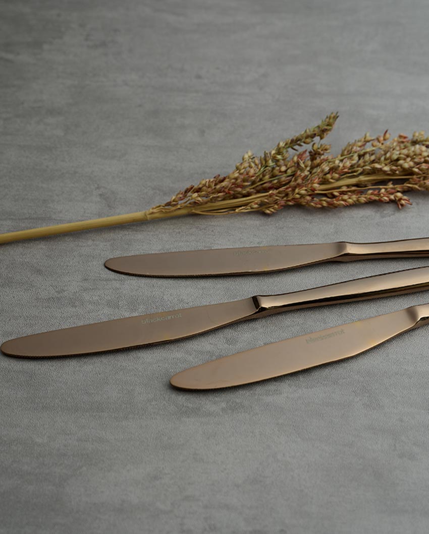 Chic & Precision Crafted Seamless Cutting Stainless Steel Rose Gold Knife | Set of 6 | 6 inches