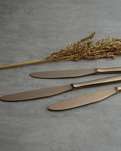 Chic & Precision Crafted Seamless Cutting Stainless Steel Rose Gold Knife | Set of 6 | 6 inches