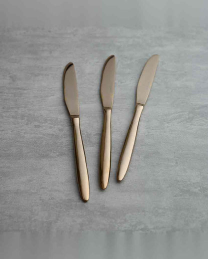 Chic Stainless Steel Rose Gold Finish Knife | Set of 3