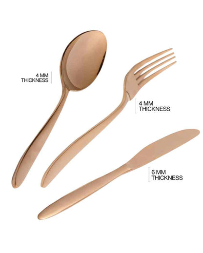 Chic Stainless Steel Rose Gold Finish Spoon Fork Knife | Set of 3