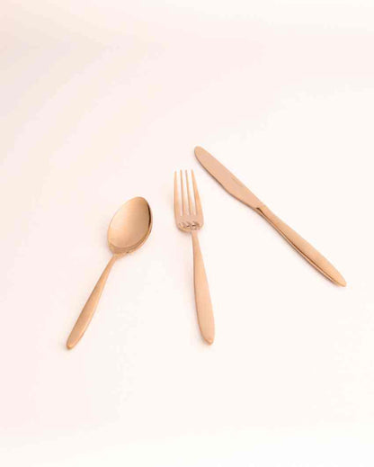 Chic Stainless Steel Rose Gold Finish Spoon Fork Knife | Set of 3