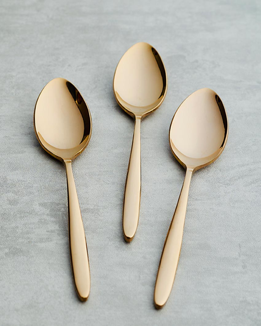 Sophisticated & Stylish Dining Elegance Stainless Steel Rose Gold Spoon | Set of 6 | 6 inches