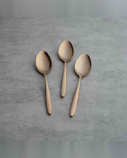 Sophisticated Stainless Steel Rose Gold Finish Spoon | Set of 3