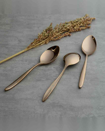 Sophisticated Stainless Steel Rose Gold Finish Spoon | Set of 3