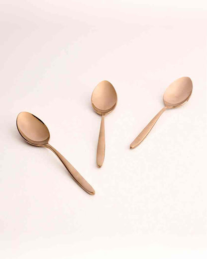 Sophisticated Stainless Steel Rose Gold Finish Spoon | Set of 3