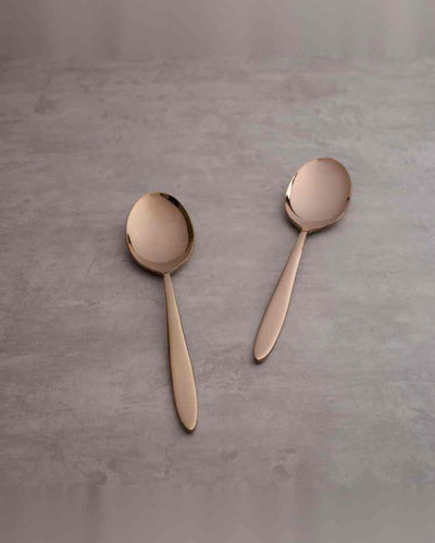 Luxurious Stainless Steel Rose Gold Finish Serving Spoon | Set of 2