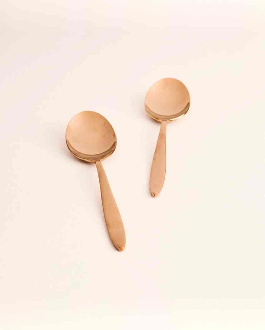 Luxurious Stainless Steel Rose Gold Finish Serving Spoon | Set of 2