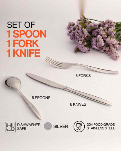 Versatile Stainless Steel Silver Finish Spoon Fork Knife | Set of 3