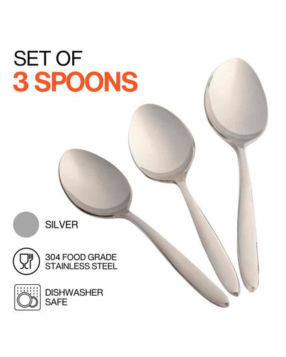 Premium Stainless Steel Silver Finish Spoon | Set of 3