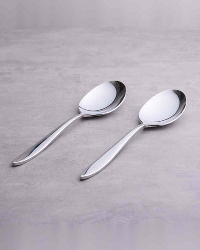 Elegant Stainless Steel Silver Finish Serving Spoon | Set of 2