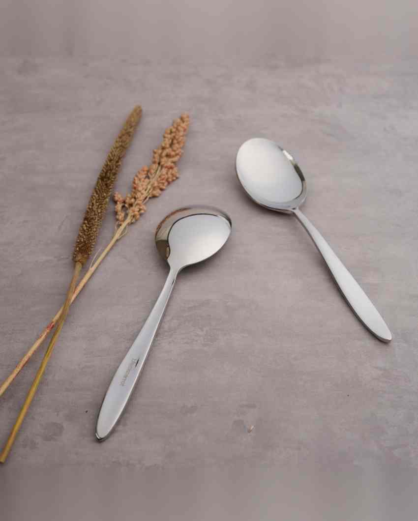 Elegant Stainless Steel Silver Finish Serving Spoon | Set of 2