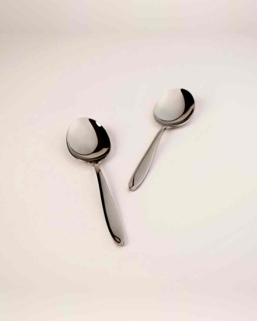 Elegant Stainless Steel Silver Finish Serving Spoon | Set of 2