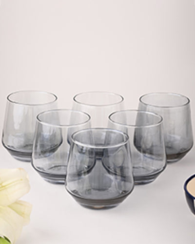 Elegant Design Black Shade Whiskey Glasses | Set of 6 | 3 x 4 inches | 390ml