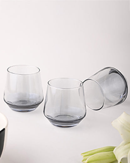 Elegant Design Black Shade Whiskey Glasses | Set of 6 | 3 x 4 inches | 390ml