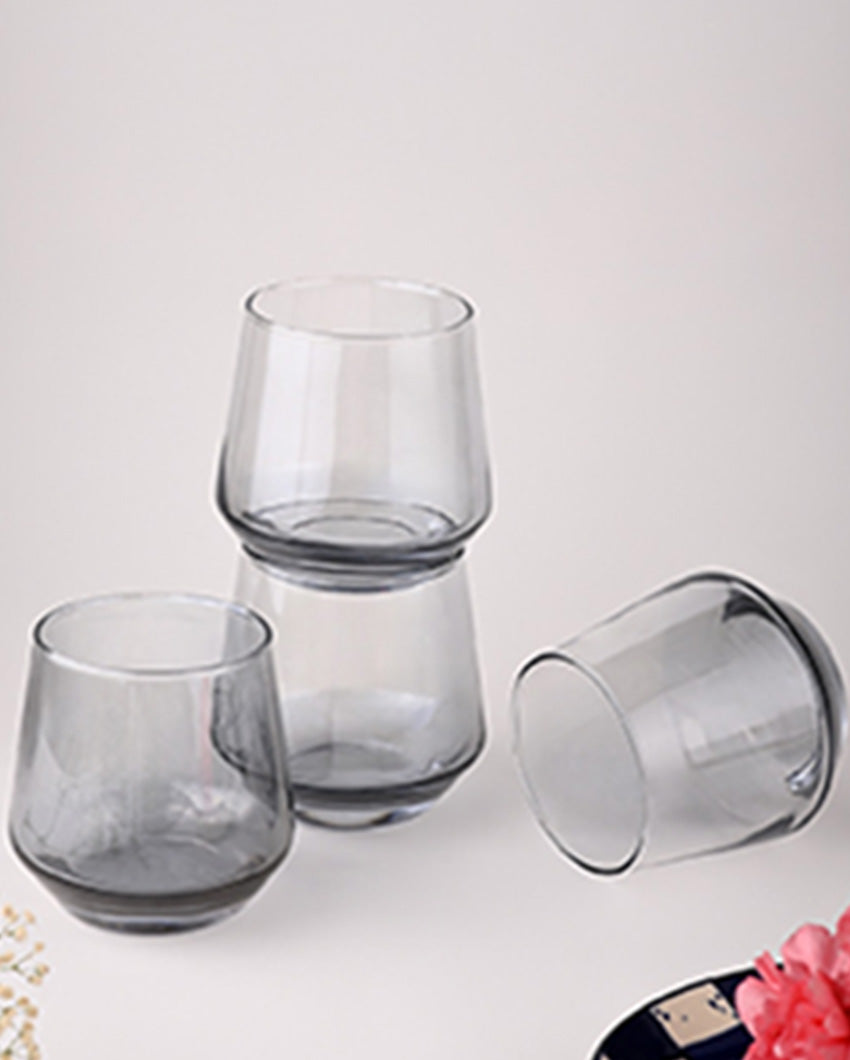 Elegant Design Black Shade Whiskey Glasses | Set of 6 | 3 x 4 inches | 390ml