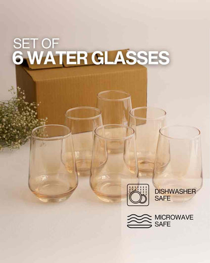 Luxury Golden Water Glass | Set of 6 | 390 ML