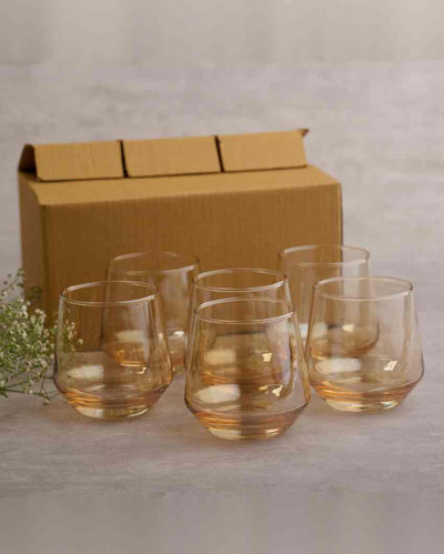 Sophisticated Golden Whiskey Glass | Set of 6 | 370 ML