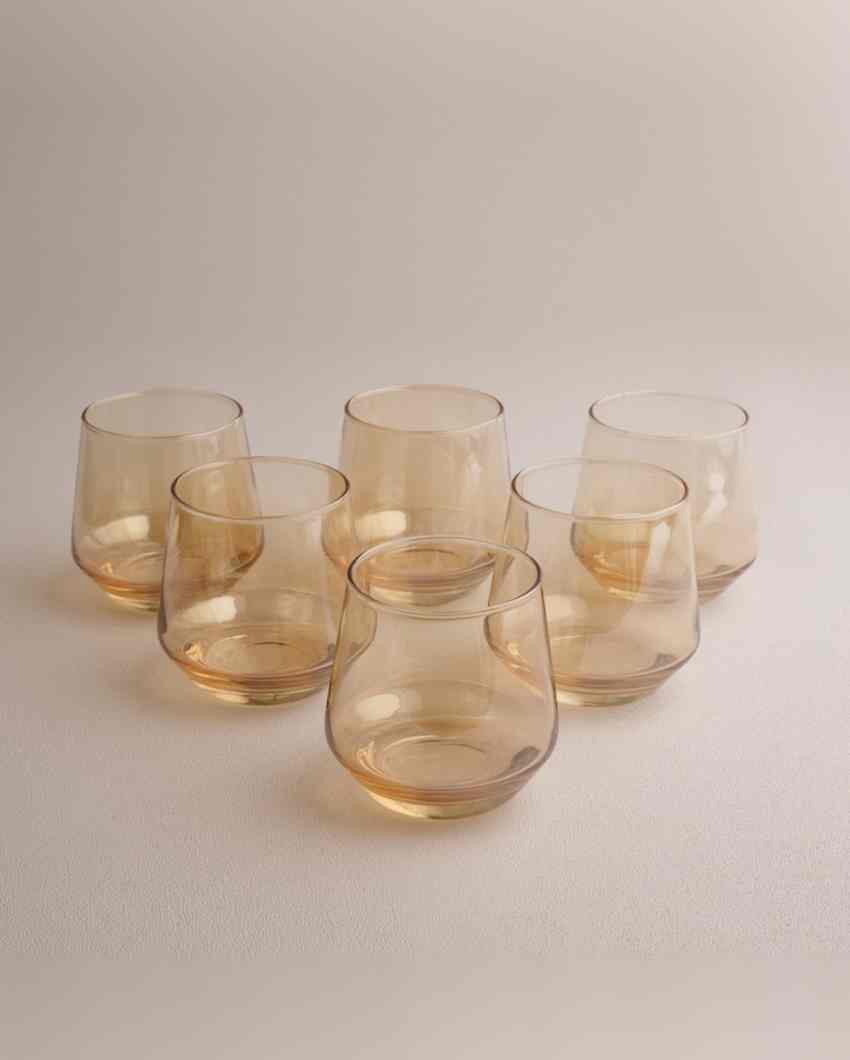 Sophisticated Golden Whiskey Glass | Set of 6 | 370 ML