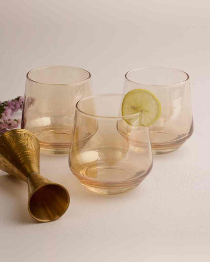 Sophisticated Golden Whiskey Glass | Set of 6 | 370 ML