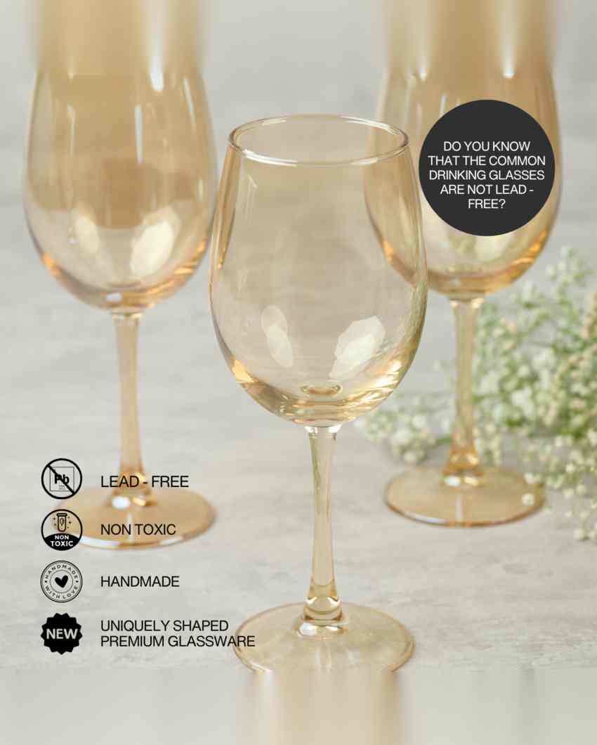 Luxury Golden Wine Glass | Set of 6 | 465 ML