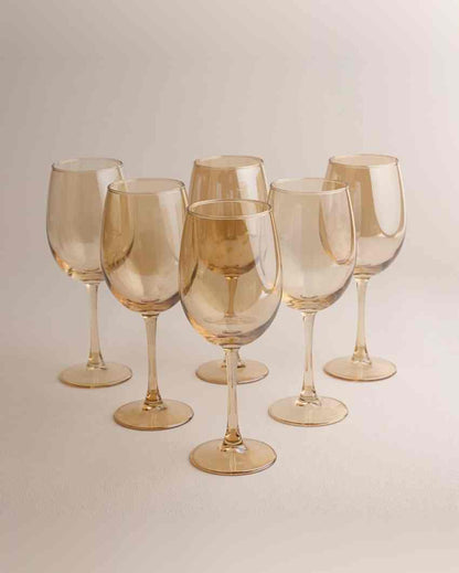 Luxury Golden Wine Glass | Set of 6 | 465 ML