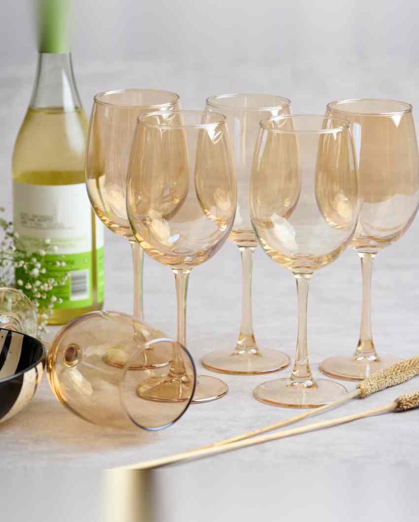 Luxury Golden Wine Glass | Set of 6 | 465 ML