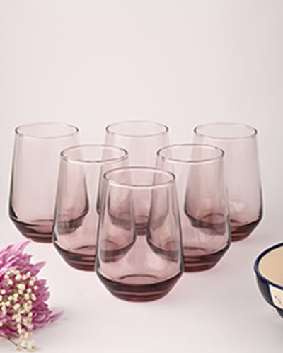 Sleek Classic Pink Shade Water Drinking Glasses | Set of 6 | 3 x 4 inches | 390ml